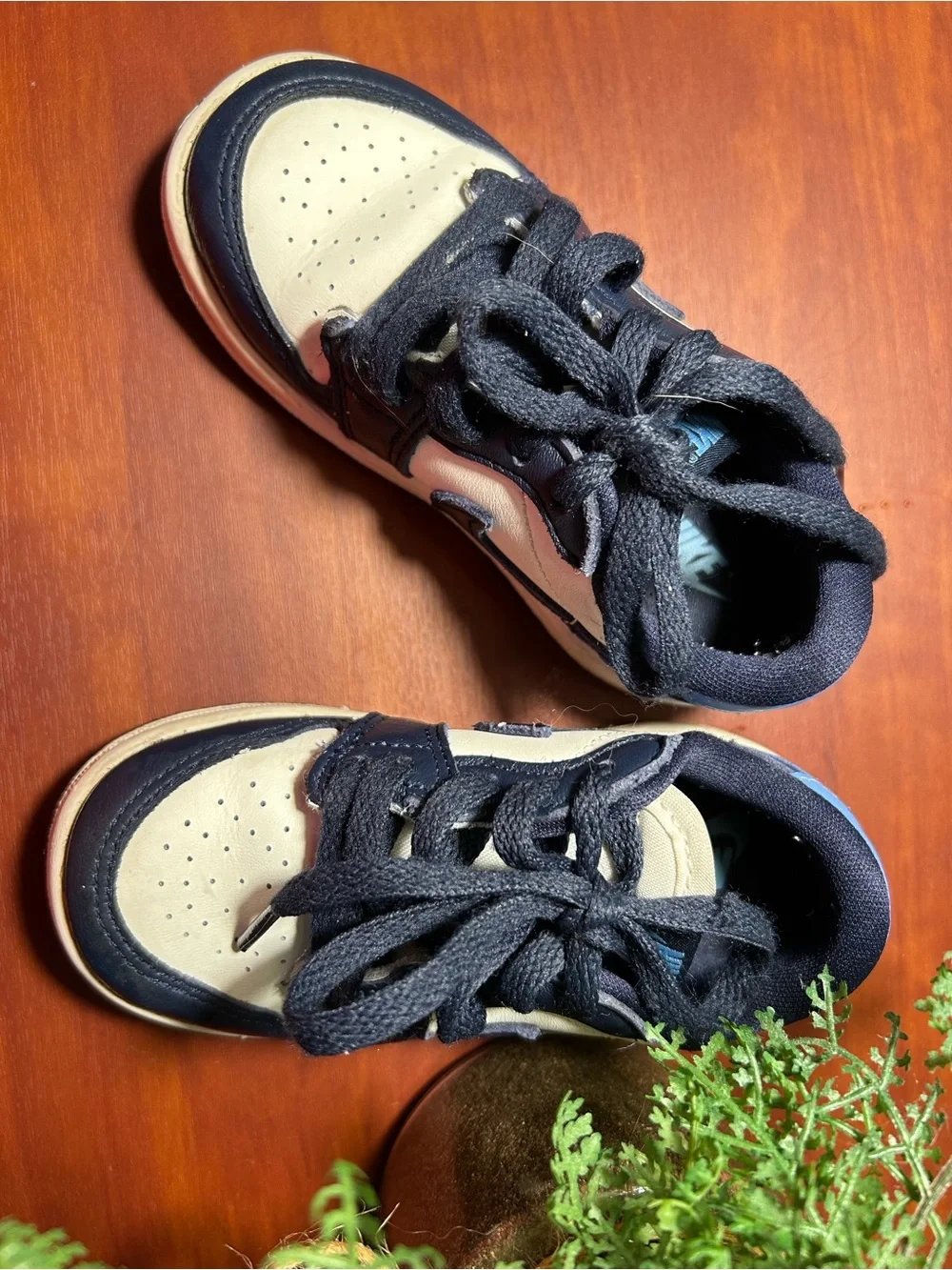Nike Kids High-Top Sneakers in Navy and Cream